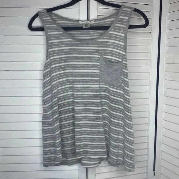 3/$15 Gray and white striped tank top - Picture 4 of 6